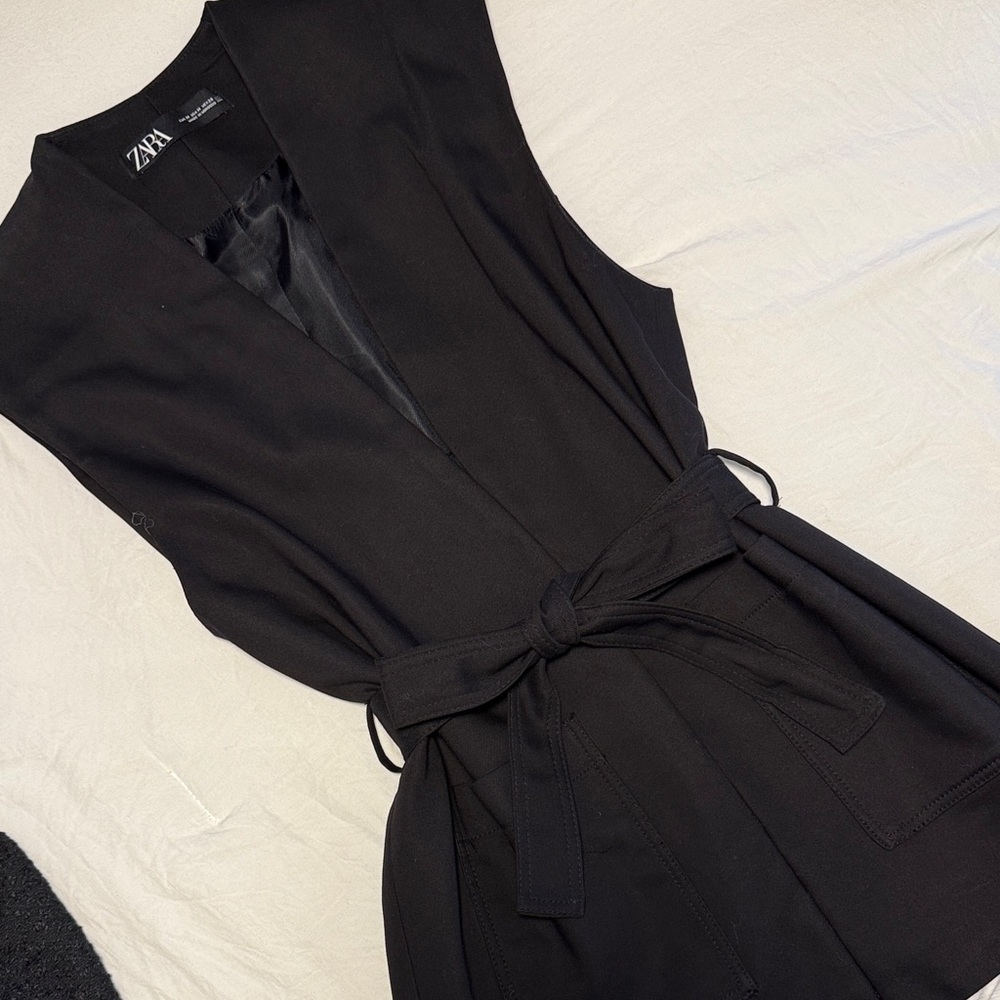 Zara Elegant Black Wrap Vest